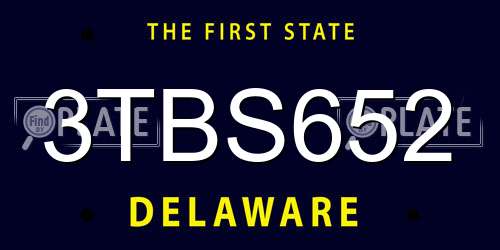 3TBS652 Delaware License Plate