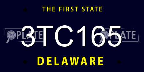 3TC165 Delaware License Plate