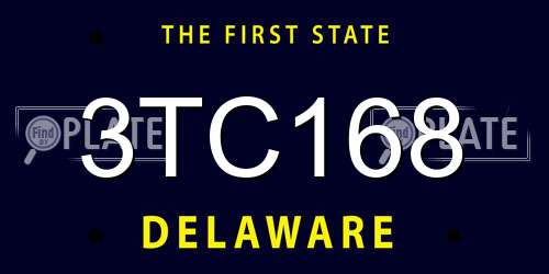 3TC168 Delaware License Plate