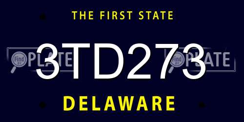 3TD273 Delaware License Plate