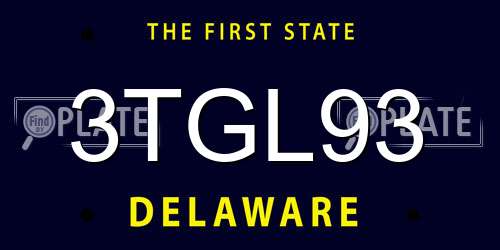 3TGL93 Delaware License Plate