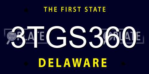 3TGS360 Delaware License Plate