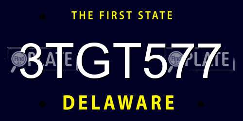3TGT577 Delaware License Plate