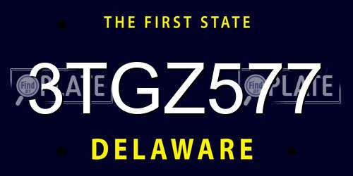 3TGZ577 Delaware License Plate