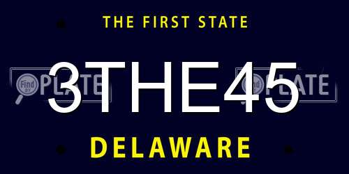 3THE45 Delaware License Plate