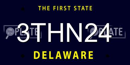 3THN24 Delaware License Plate