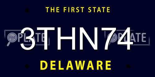 3THN74 Delaware License Plate