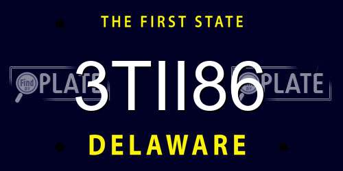 3TII86 Delaware License Plate