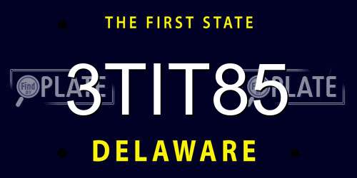 3TIT85 Delaware License Plate