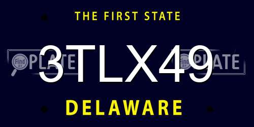 3TLX49 Delaware License Plate