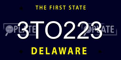 3TO223 Delaware License Plate