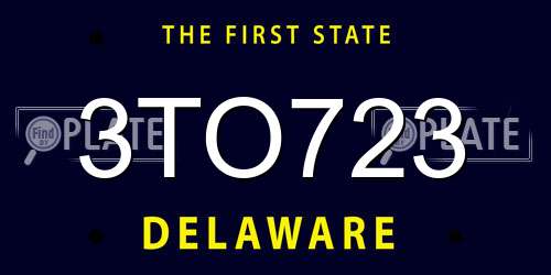 3TO723 Delaware License Plate