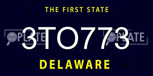 3TO773 Delaware License Plate