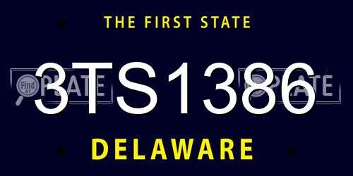 3TS1386 Delaware License Plate