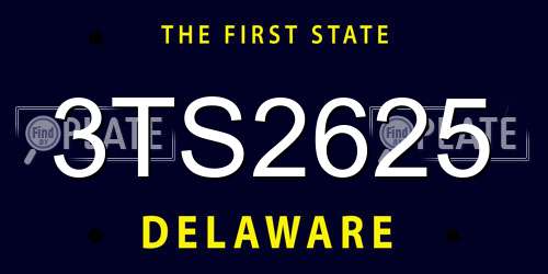 3TS2625 Delaware License Plate
