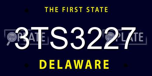 3TS3227 Delaware License Plate