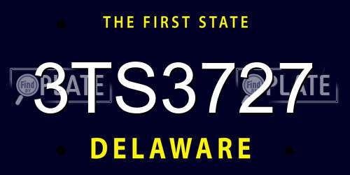 3TS3727 Delaware License Plate