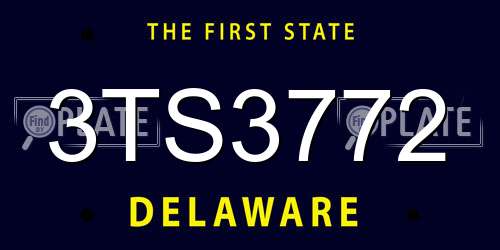 3TS3772 Delaware License Plate
