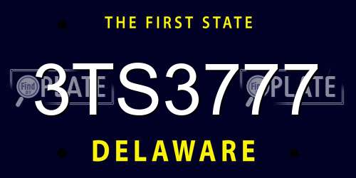 3TS3777 Delaware License Plate