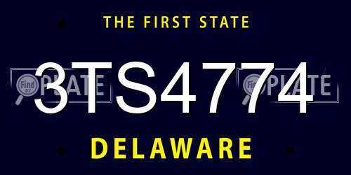 3TS4774 Delaware License Plate