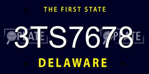 3TS7678 Delaware License Plate