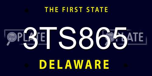 3TS865 Delaware License Plate