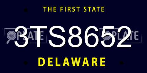 3TS8652 Delaware License Plate