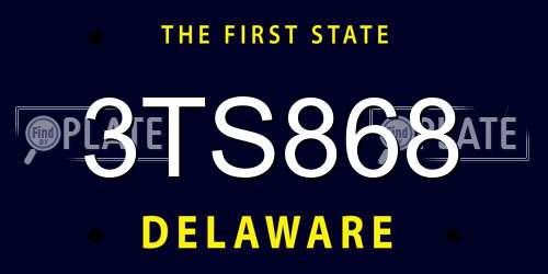 3TS868 Delaware License Plate