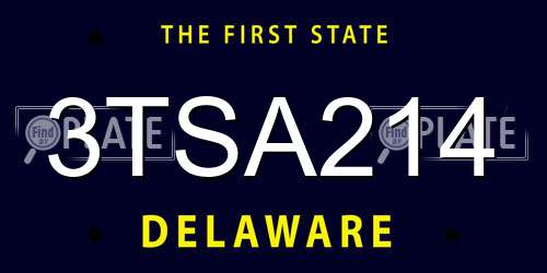 3TSA214 Delaware License Plate