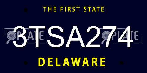 3TSA274 Delaware License Plate