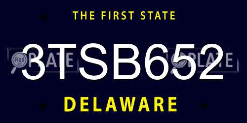 3TSB652 Delaware License Plate