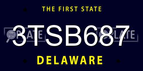 3TSB687 Delaware License Plate