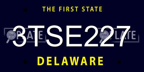 3TSE227 Delaware License Plate