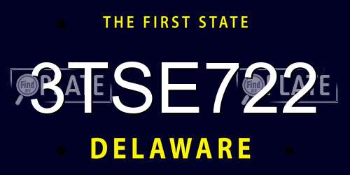 3TSE722 Delaware License Plate