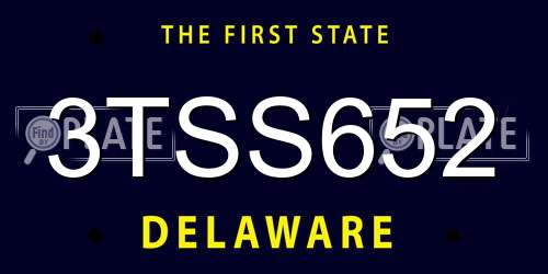 3TSS652 Delaware License Plate