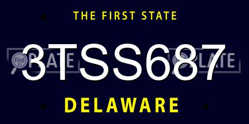 3TSS687 Delaware License Plate