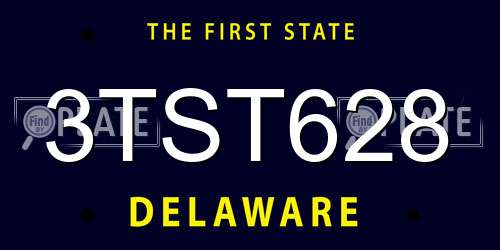 3TST628 Delaware License Plate