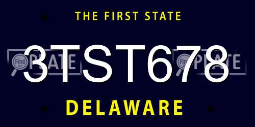 3TST678 Delaware License Plate