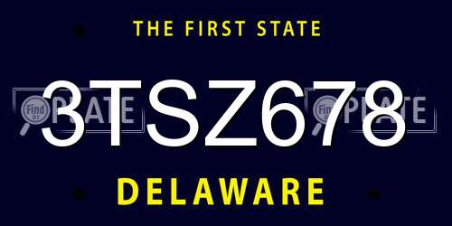 3TSZ678 Delaware License Plate