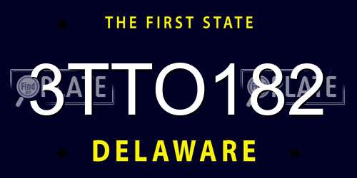 3TTO182 Delaware License Plate