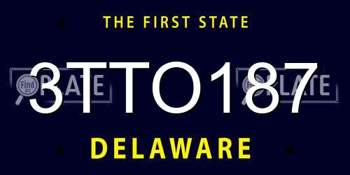 3TTO187 Delaware License Plate