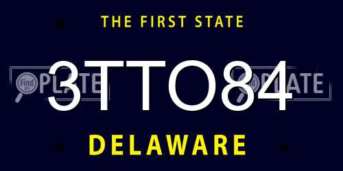 3TTO84 Delaware License Plate