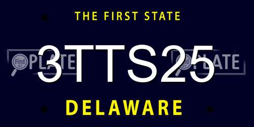 3TTS25 Delaware License Plate