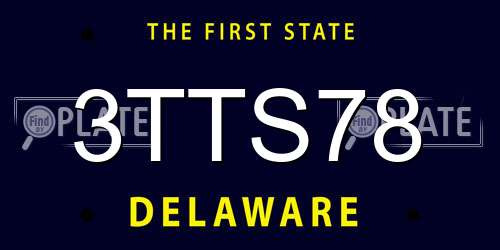 3TTS78 Delaware License Plate