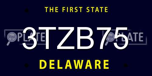 3TZB75 Delaware License Plate