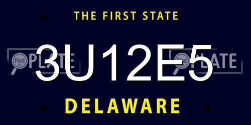 3U12E5 Delaware License Plate