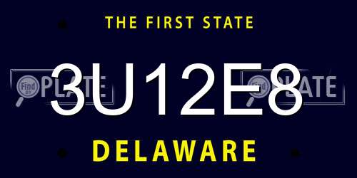 3U12E8 Delaware License Plate