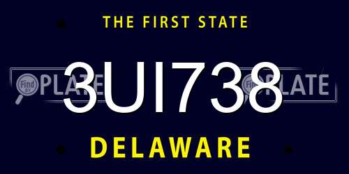 3UI738 Delaware License Plate