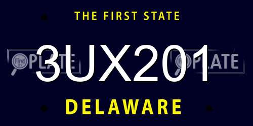 3UX201 Delaware License Plate