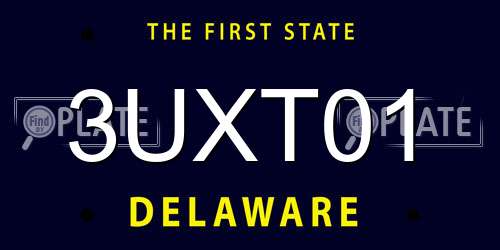 3UXT01 Delaware License Plate